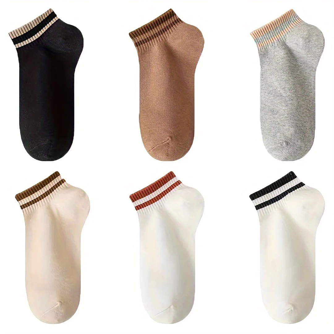 6-Pair Striped Ankle Crew Breathable Socks Combo - Image 4