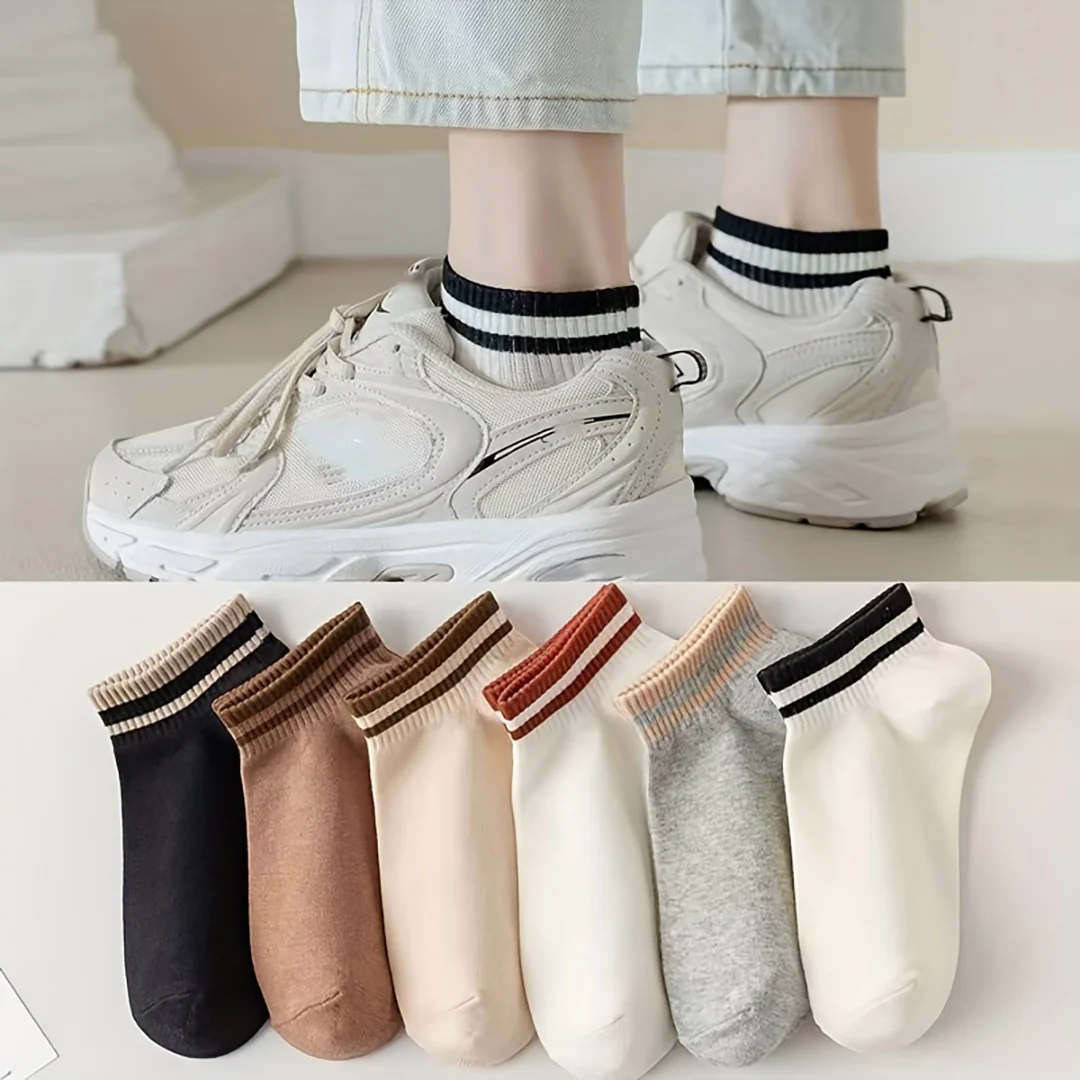 6-Pair Striped Ankle Crew Breathable Socks Combo - Image 6