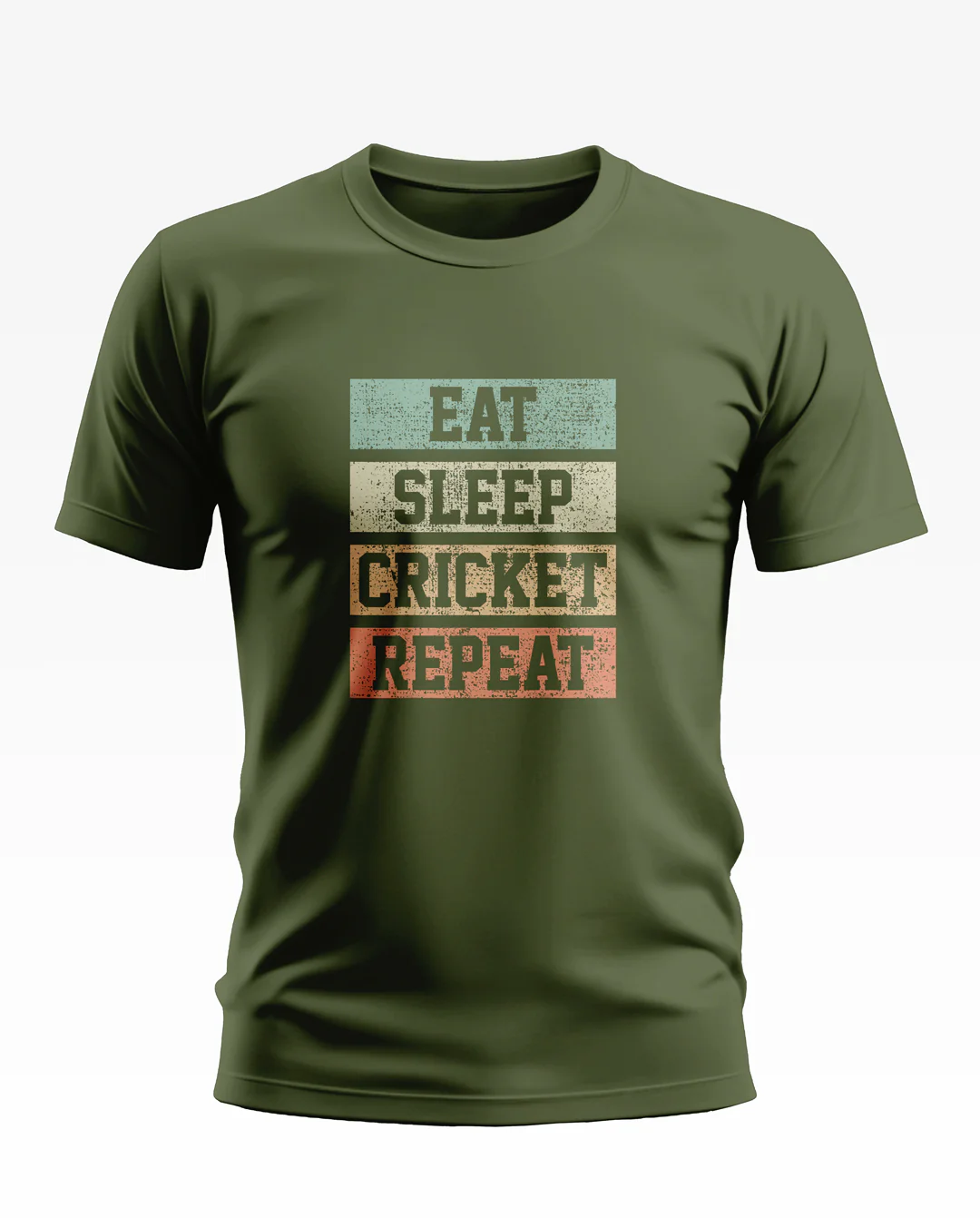Eat Sleep Cricket Repeat Designer Soft Cotton T-shirt - Image 3