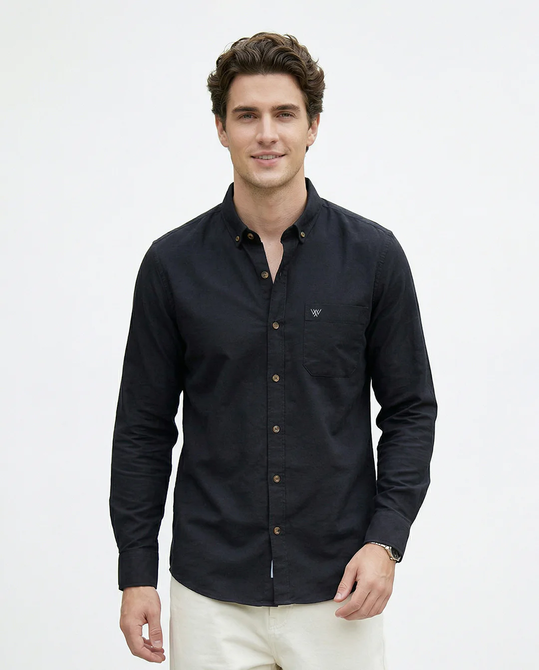 Full-Sleeve Breeze Linen Shirt in Black