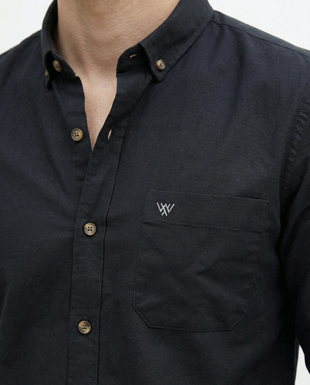 Full-Sleeve Breeze Linen Shirt in Black - Image 2