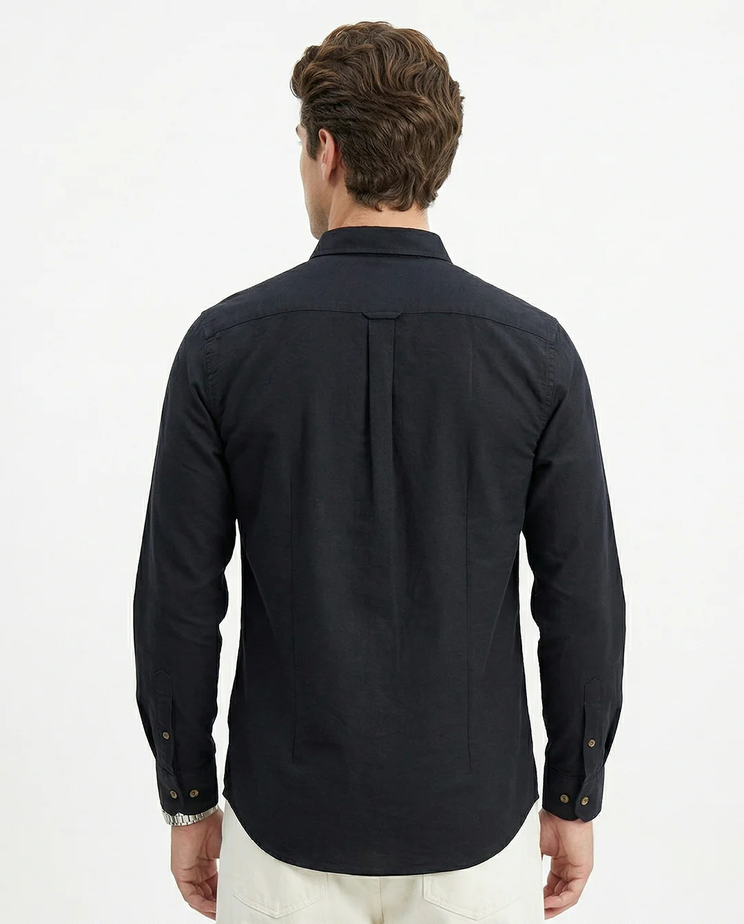 Full-Sleeve Breeze Linen Shirt in Black - Image 3