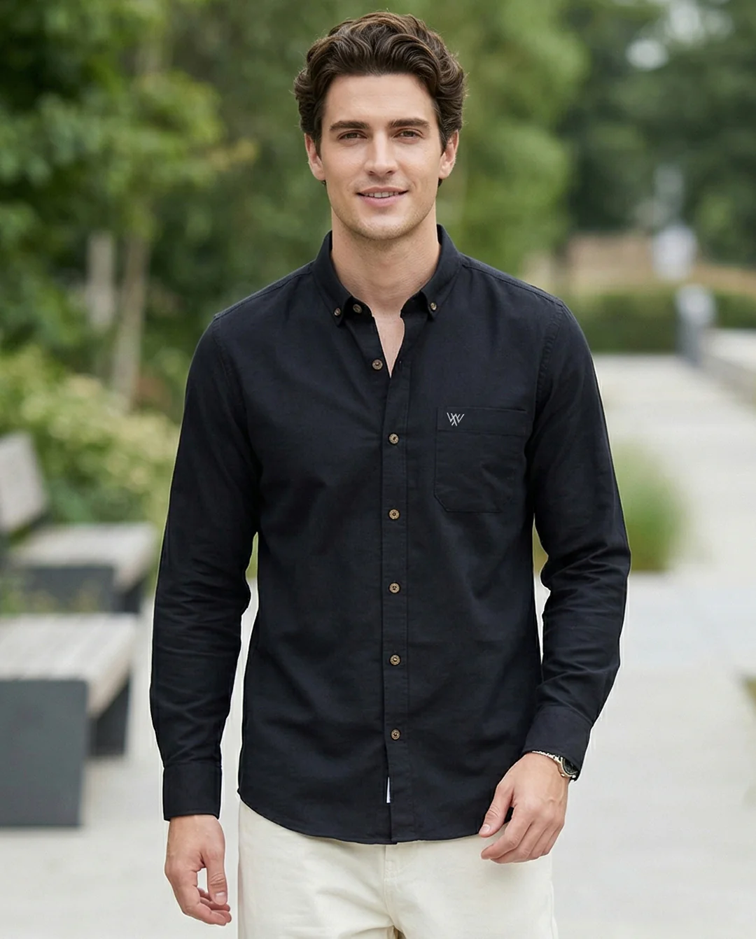 Full-Sleeve Breeze Linen Shirt in Black - Image 4