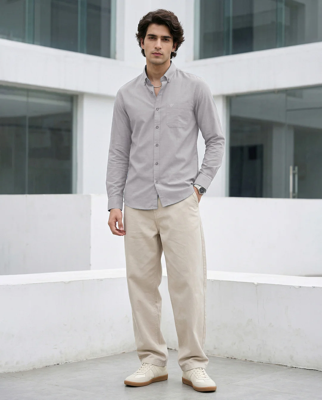 Full-Sleeve Breeze Linen Shirt in Greige - Image 4