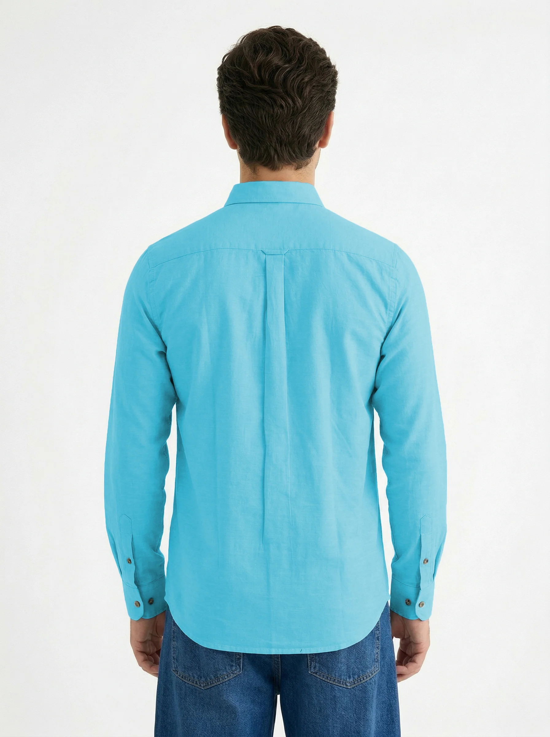 Full-Sleeve Breeze Linen Shirt in Sky Blue - Image 2