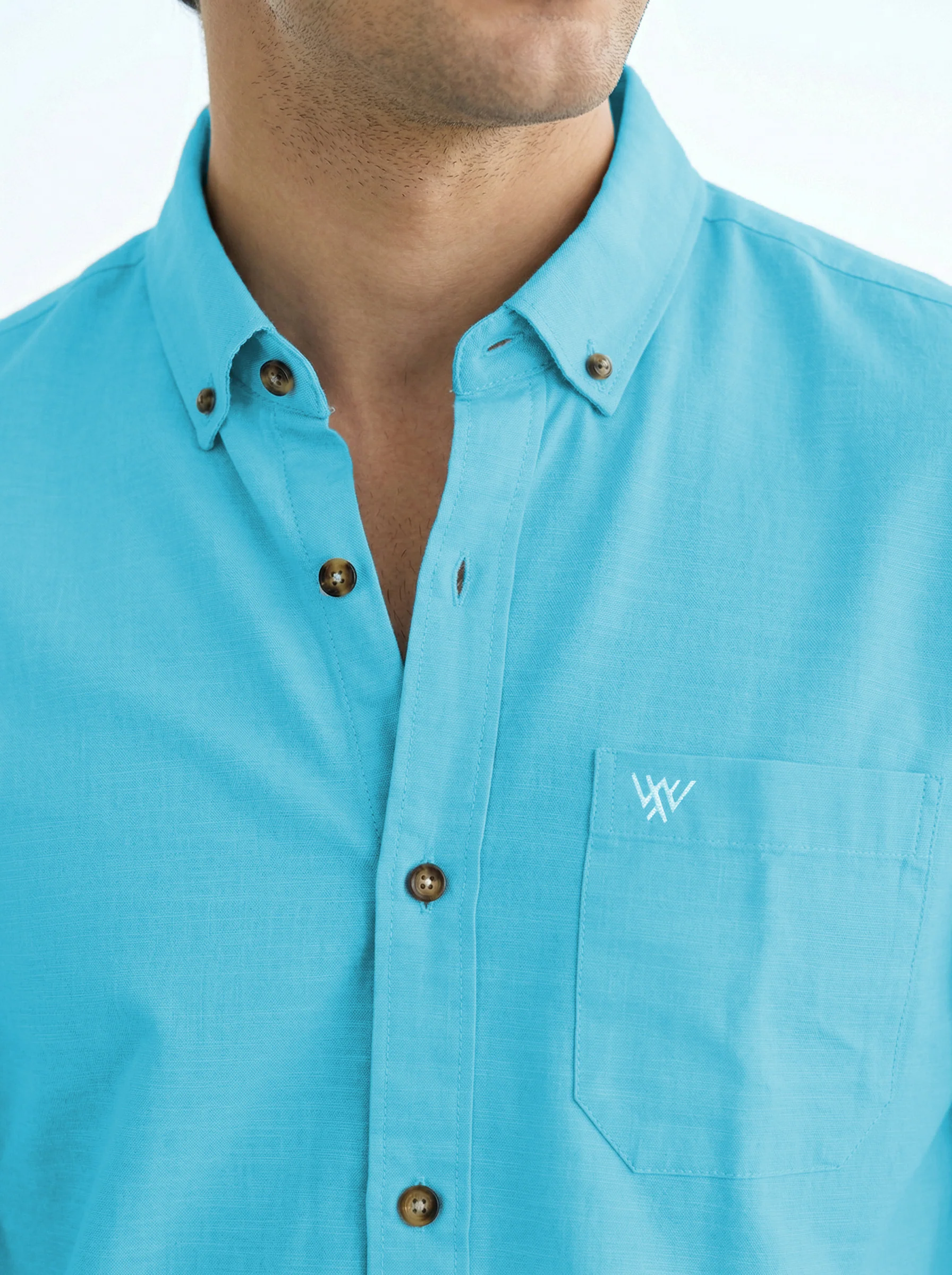 Full-Sleeve Breeze Linen Shirt in Sky Blue - Image 3