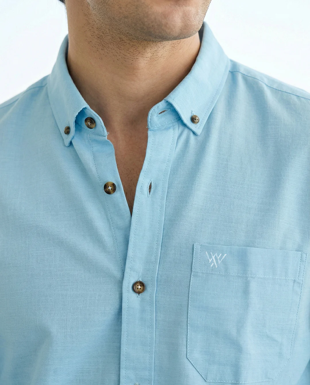 Full-Sleeve Breeze Linen Shirt in Sky Blue - Image 3