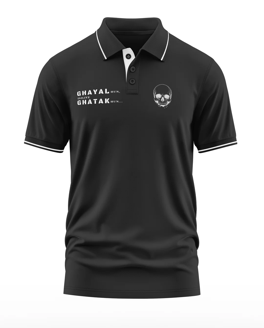 Ghayal Ghatak Skull Polo Collar T-Shirt - Image 2