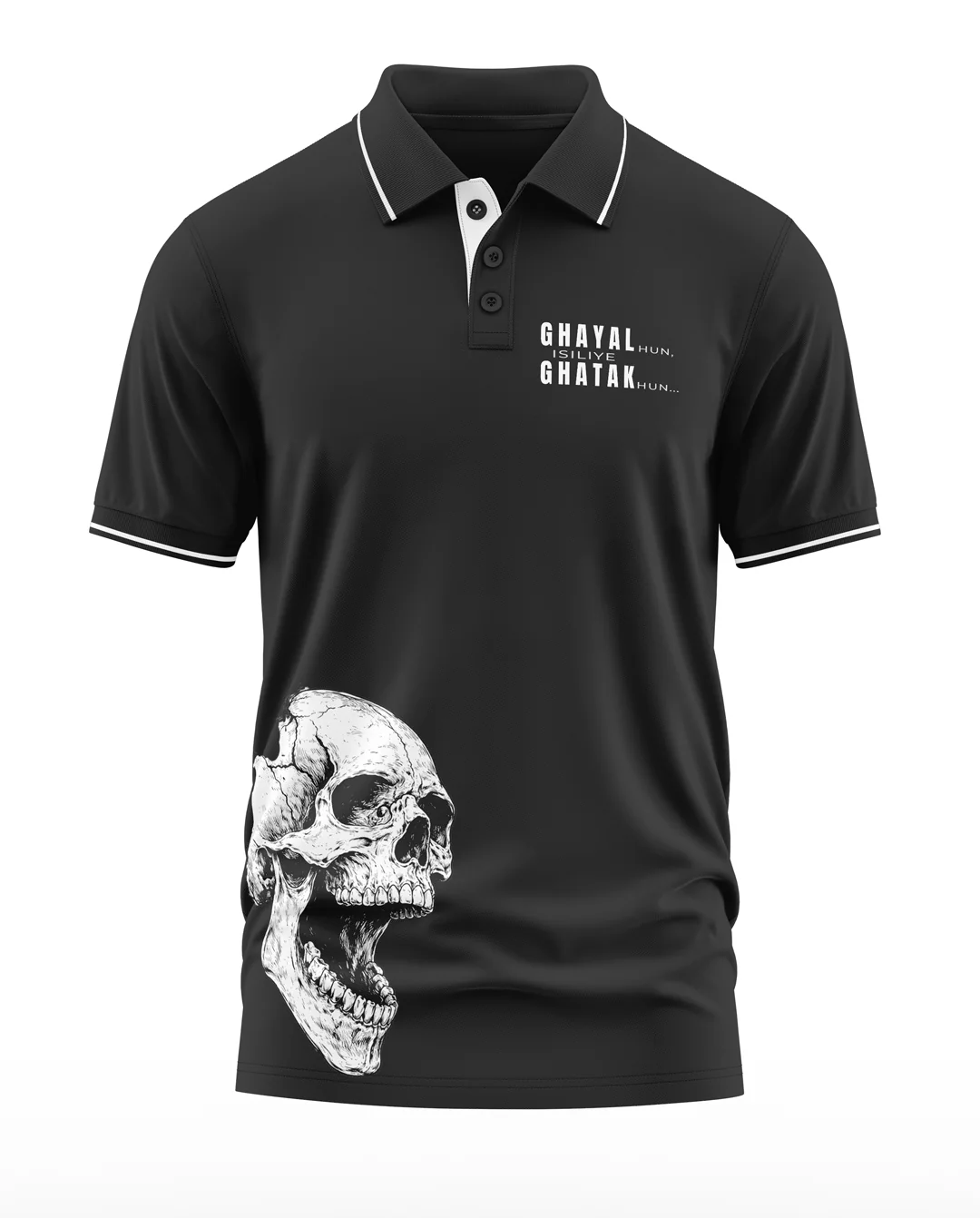 Ghayal Skull Polo Collar T-Shirt - Image 2