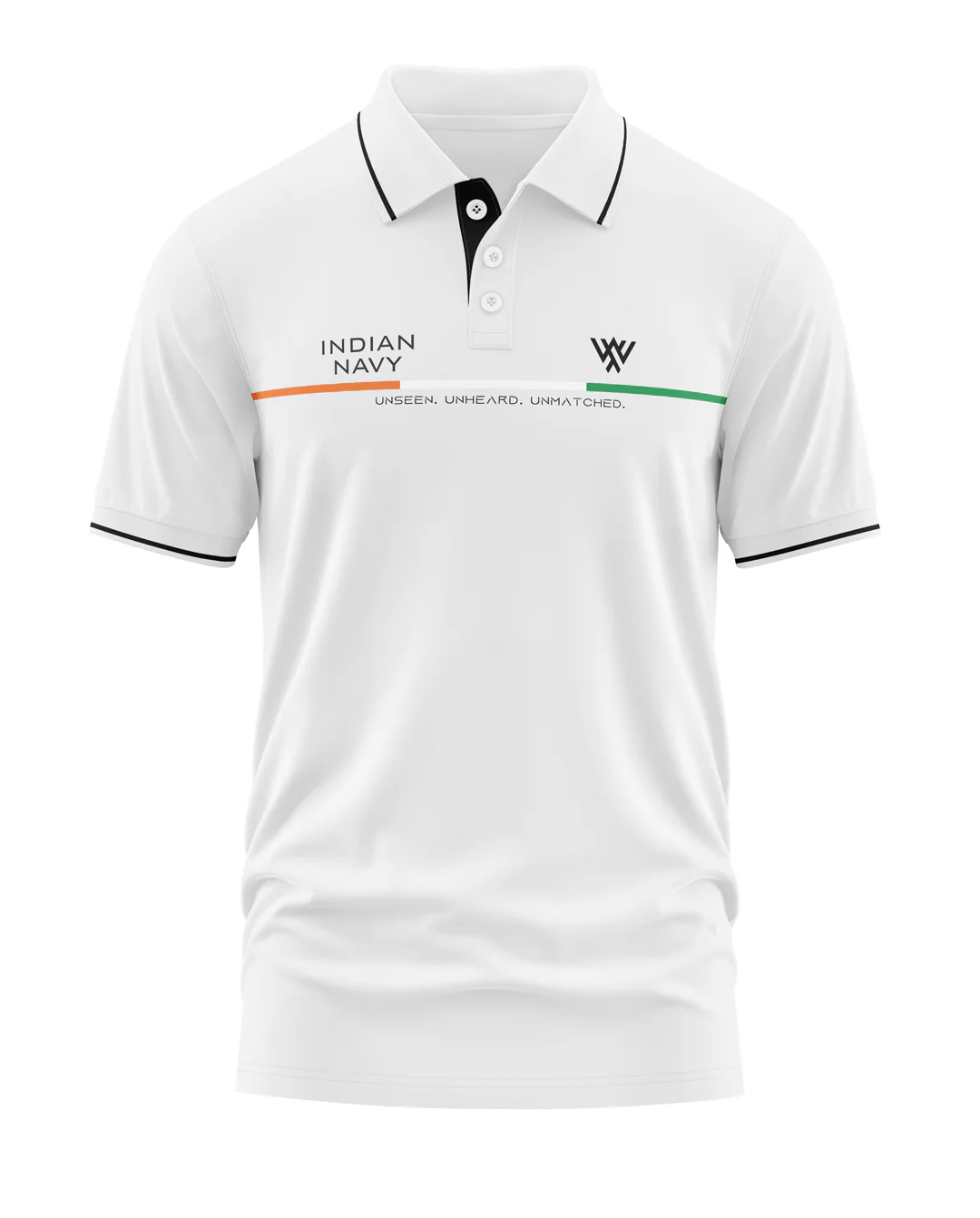 Indian Navy Unseen Unheard Unmatched Polo Collar T-Shirt - Image 2