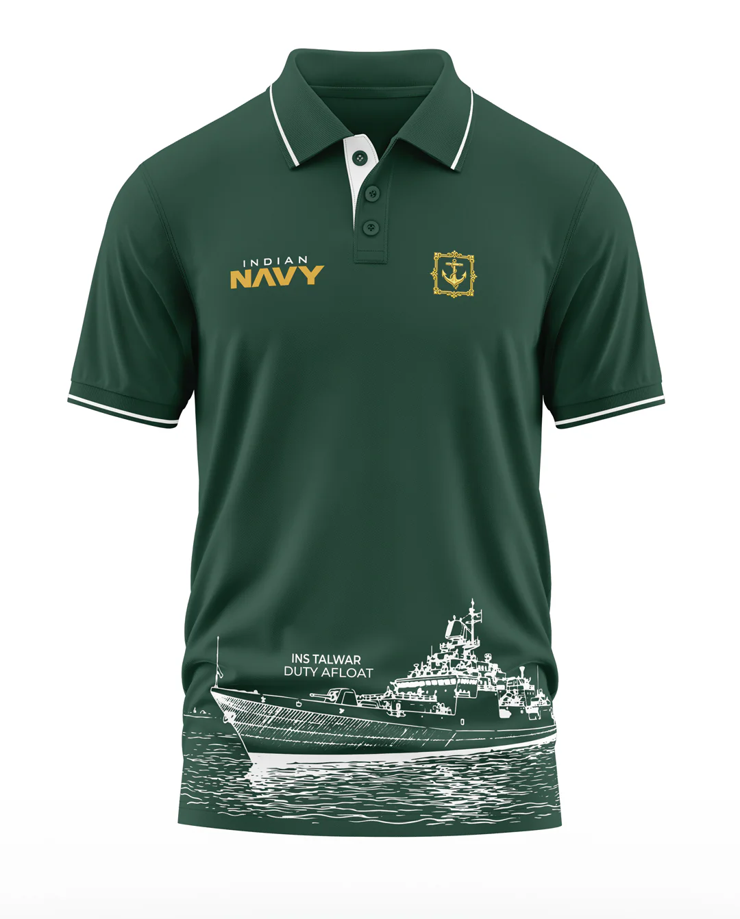 INS Talwar Duty Afloat Polo Collar T-Shirt - Image 2