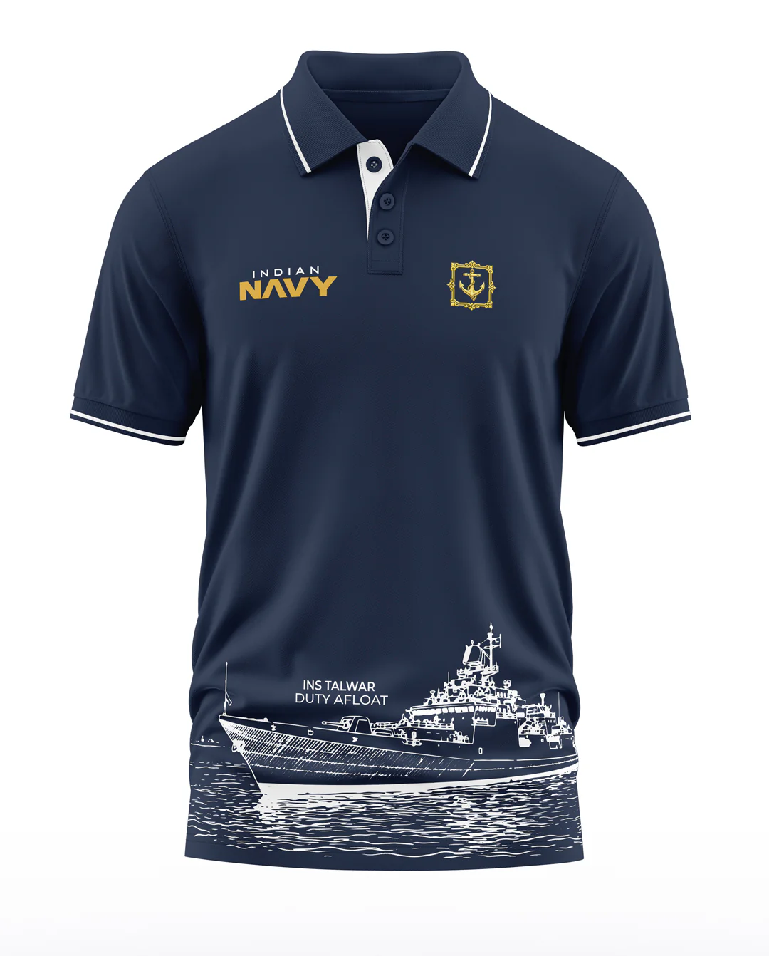 INS Talwar Duty Afloat Polo Collar T-Shirt - Image 3