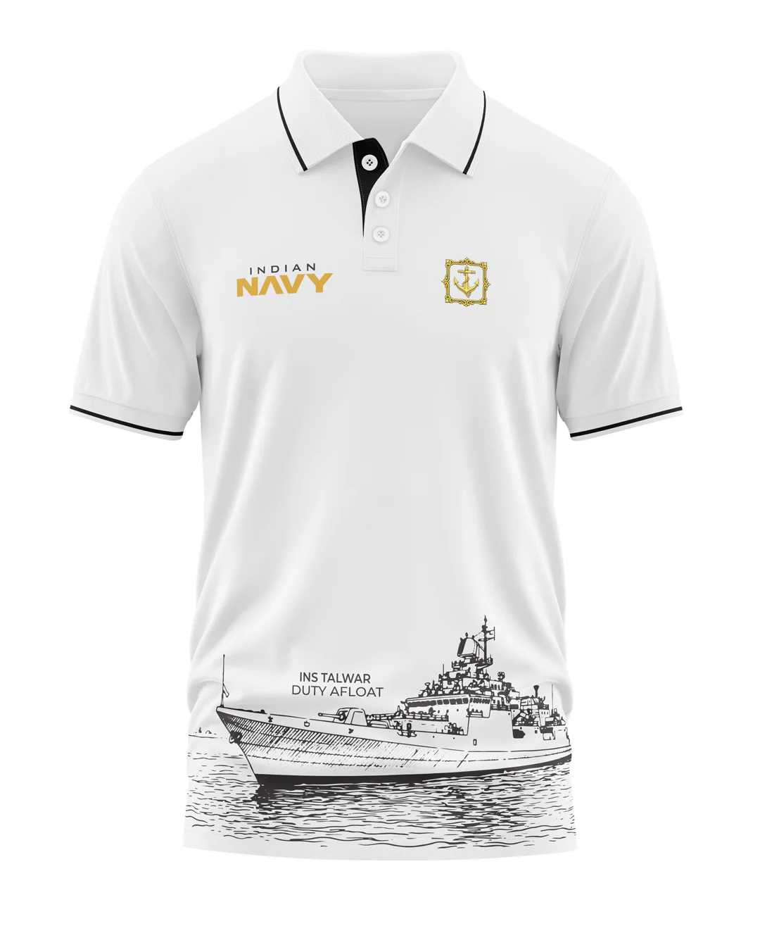 INS Talwar Duty Afloat Polo Collar T-Shirt - Image 4