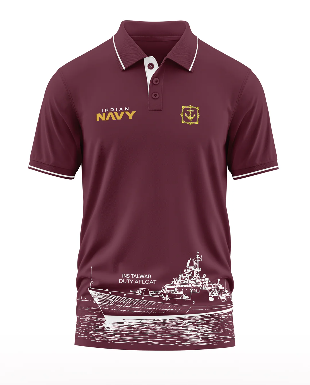 INS Talwar Duty Afloat Polo Collar T-Shirt - Image 5