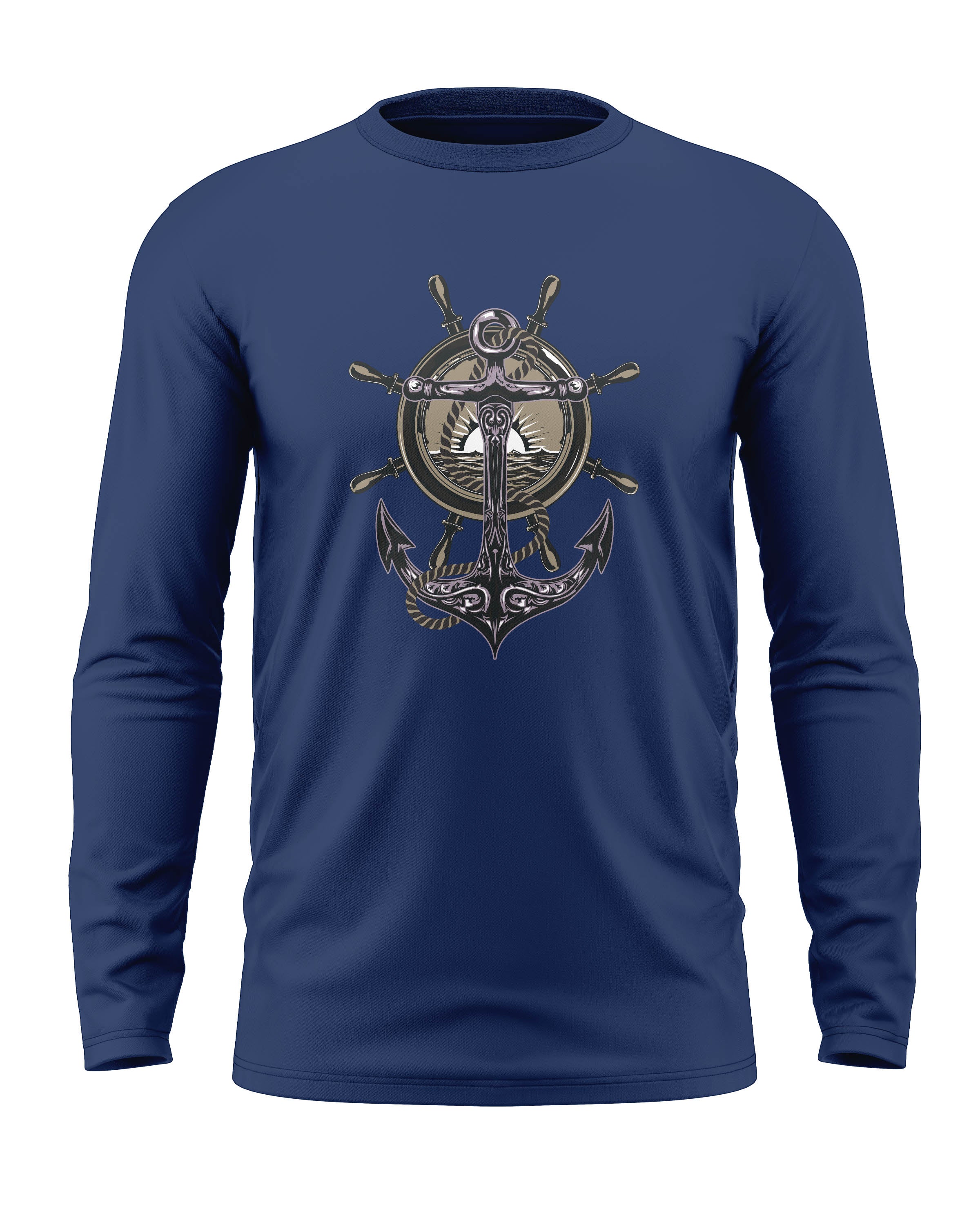 Navy Anchor Cotton Full Sleeve T-shirt - Image 4