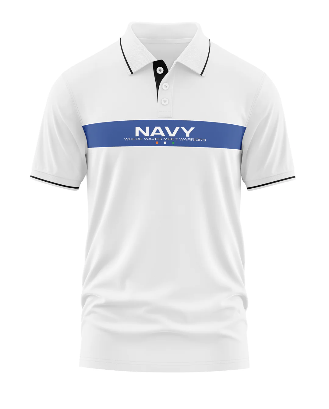 Navy Where Waves Meet Warriors Polo Collar T-Shirt