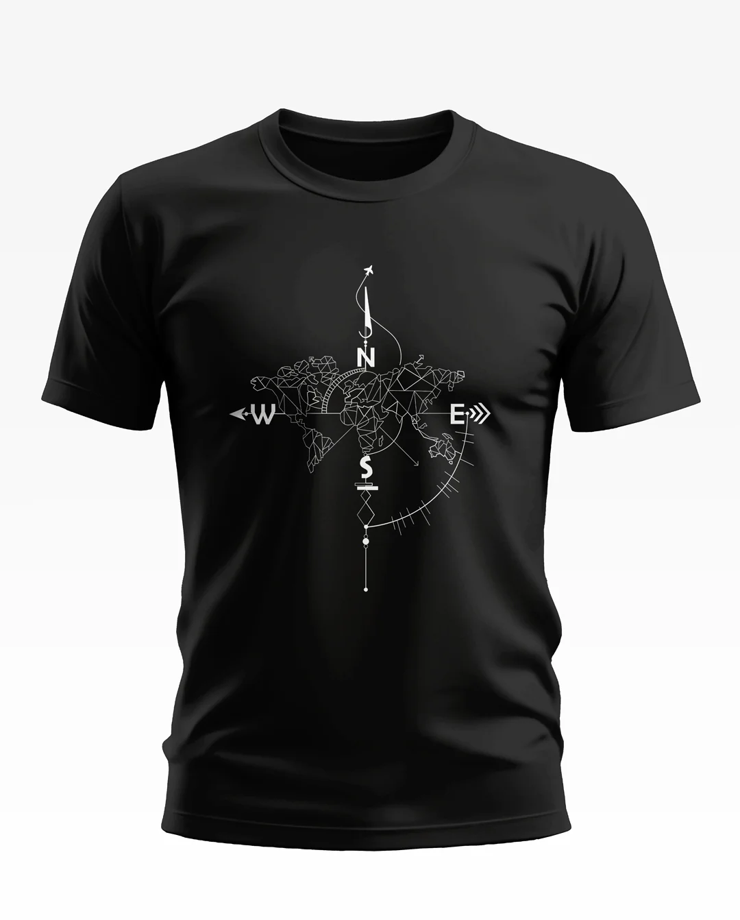 World Map With compass Soft Cotton T-shirt